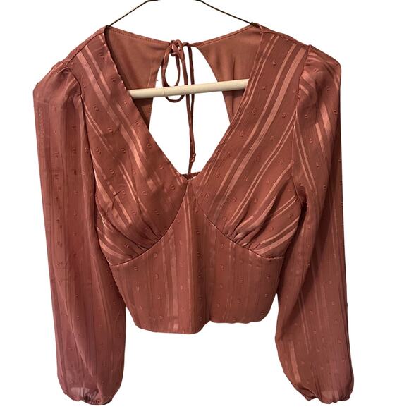 Kirious Los Angeles Cropped Blouse Swiss Dot Pink Mauve Size Small Whimsigoth - Picture 1 of 6